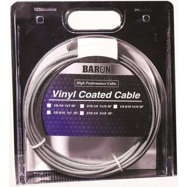 Baron Mfg Co Baron 03205 Aircraft Cable, 3/16 To 1/4 In Dia, 50 Ft L, 740 Lb Working Load, Galvanized Steel 0 3205/50230